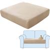 SHUOJIA Fodere per Cuscini per Divani, Protezioni per Cuscini per Sedili in Tessuto di Velluto Elasticizzato,Cuscino per Divano Fodera per mobili Coprisedile per Divano (Beige,Large-2-Seater)