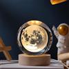 JHzood 3D Crystal Ball Nightlight Decor Lamp, Solar System Planets Crystal Ball Sphere Table Decor Crafts, With Base, Home Room Led Night Lamp-USB Powered (Moon)