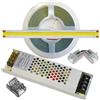 Mondo Strisce Led: Kit da 5 metri di Strip Led 60 Watt (1 Bobina da 5mt + 1 Trasformatore da 60W Slim), Alta Luminosità 5.000Lumen 1600Led 24V Luce Bianco Caldo 3000k. Striscia Led COB ip20 Strip