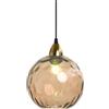 XIRYTU-H 15cm Lampada a Sospensione Sferica in Vetro Industriale D'epoca, Lampadario da Soffitto E27, Finitura Oro e Paralume in Vetro Ondulato, Plafoniera Per Sala da Pranzo (Ambra, 15cm)