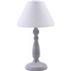 DiKasa Lampada da Tavolo Classica in MDF con Base in Metallo Grigio e Paralume in Cotone Bianco Rivestito in PVC, Attacco E14, Design Elegante per Soggiorno Camera Ufficio 20x34 cm