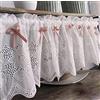A.Monamour Mantovana per finestra in cotone bianco ricamato con pizzo e fiocco rosa