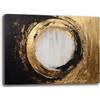 Printerland Quadro Moderno Cerchio Oro Nero Soggiorno Astratto Quadri moderni da Parete XXL grande Stampa su tela Canvas Decorazione Murale muro Arredo Camera da letto Cucina (4, 30x40 cm)