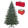 Totò Piccinni Albero di Natale (180 cm, BERRY Punte Innevate e Bacche) | Incluso Borsone e Scatola Porta Decorazioni, Effetto Realistico Real Touch, Facile Montaggio, PVC, PE, Ignifugo