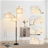 YU YUSING Lampada da Terra ad Arco, Piantana Salotto in Stile Vintage, Lampada a Stelo con Bracci Multipli Rotazione a 360°, 3 Luci Individuale, per Soggiorno e Camera da Letto (Senza Lampadine)