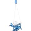 IPP Lampadario a Sospensione per Cameretta Bimbi, Lampada Aereo in Legno Colorato, 32x30 cm (Celeste)