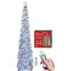 HMASYO Albero di Natale Artificiale a Paillettes 180cm con 100 Luci a LED Timer e Telecomando, Montaggio Istantaneo, Alimentazione USB - Decorazione per Interni Casa, Appartamento, Veranda, Feste