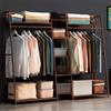 angrounps Stand Appendiabiti in Legno, Multifunzionale Appendiabiti Portatile, Armadio Aperto Appendiabiti, Appendiabiti da Terra in Bamboo per Vestiti Cappelli Scatola per Scarpe,L130CM