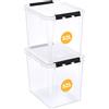 SmartStore Contenitori grandi in plastica con coperchio, confezione da 2, rinforzati, trasparenti, 10 anni, sicuri per alimenti, con clip, impilabili e annidabili, senza BPA, 50 x 39 x 41 cm