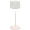 Zafferano, Lampada Ofelia Micro, Lampada da Tavolo Ricaricabile e Senza Fili con Controllo Touch, Adatta per Salotto ed Esterni, Dimmer, 2200-3000 K, Altezza 20 cm, Colore Bianco