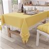 PETTI Artigiani Italiani - Tovaglia da Tavola Elegante di Cotone Rettangolare, per Tavolo Cucina, Soggiorno, con Balza in Pizzo Sangallo e Fiocchi, Tinta Unita, X6 Posti (140x180 cm) Giallo