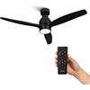 Mellerware - Ventilatore da soffitto con telecomando Brizy! Bright 45W | Potente Lampada | Ultra silenzioso | 3 pale | Diametro 132cm | 6 velocità | Timer | Rinfresca + LED integrato | Nero