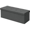 WOLTU Pouf Contenitore Sgabello Pieghevole Poltrona Poggiapiedi Cassapanca Scarpiera 110x37,5x38 cm Grigio Scuro