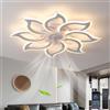 Dfiacn Ventilatore Da Soffitto Con Luce Con Telecomando App Dimmerabile Memoria Fiore Ventola Soffitto Con Luce Reversibile 6 Velocità Silenzioso Cameretta Plafoniera Ventilatore Timing Φ 94cm, Bianco