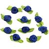 Duories 200 mini teste di fiori artificiali, fiocchi, rose con foglia, fiori per fai da te, decorazioni floreali, decorazioni per fai da te, per scrapbooking, decorazioni per capelli, blu navy
