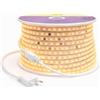 Generico Striscia LED 100 Metri 220V Luce Calda 3000K - Con Spina e 10 Prese Incluse - 8W/M - 8mm - Tagliabile Ogni 10 cm - Illuminazione Casa e Ambienti Commerciali