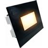 Partenopea Segnapassi LED in vetro da Incasso per Scatola 503 CCT 3000K 4000K 6500K IP65 Esterno Interno 220V 4W 150 Lumen Bianco - Luce Selezionabile per Scale, Pareti, Muri, Vialetti - Design Moderno (Nero)