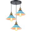 iDEGU 3 Luci Lampadario a Sospensione Vintage Industriale 22CM Lampada a Sospensione Design Retrò in Metallo E27 Illuminazione Lampada da Soffitto per Cucina Camera da Letto Soggiorno (Blu)