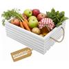BOGATECO Scatola in Legno, Scatola Decorativa, Cassetta per Frutta e Verdura, 40x35x14,5 cm, Bianco