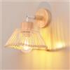 LIGKIN Applique da Parete Vintage E27 Lampada Bambù Paralume in Bambù e Metallo Lampada da parete Legno Plafoniera Illuminazione Interna per Soggiorno, Camera da letto, Corridoio
