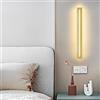 TZSMUM Moderno LED Luce da Parete Ferro Acrilico Interno Applique da Parete Lungo Rettangolare Design Lampada da Parete Nordico Minimalista Decorativo per Camera da Letto (Oro Luce Calda,80cm)