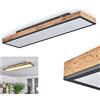hofstein Pannello LED Salmi, pannello da soffitto moderno in metallo/MDF in look nero/bianco/legno, 24 watt, 1 luce, 2100 lumen, colore della luce 3000K (bianco caldo)