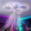 KVOYYIRA RGB Ventilatore da Soffitto con Luce Dimmerabile E Telecomando App, Lampadario con Ventilatore Silenzioso Reversibile, Plafoniera con Ventilatore 6 velocità Timer per Camera da Letto, Bianco