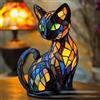 JIIENO Lampada Gatto, Vetrata Luce Notturna Gatto, Resina Colorata Decorazione Vintage Lampada A Forma Di Gatto, Tavolo Led Creativo Decorativo, Per La Decorazione Della Camera Da Letto E Del