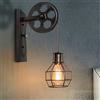 iDEGU Vintage Lampade da Parete Industriale Appliques da Parete Stile Puleggia Lampada a Muro Retro Luce da Muro per Bar, Camera da letto, Soggiorno, Ristorante, Cafe, Corridoio (1 pezzo, Nero)