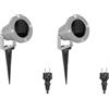 ledscom.de 2 x faretto da giardino DUK con picchetto a terra per esterni, IP65, spina, grigio, 1 x GU10 max. 15W