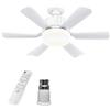 Kouamor 46cm Ventilatori A Soffitto Con Luci Telecomando, Ventilatore Da Soffitto Con Attacco E27, 3 Colori & 3 Velocità, 2/4h Timer, Per Soggiorno Camera Da Letto (Bianco)