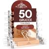 Eurocali 50 Grucce Appendiabiti con Pinze per Pantaloni Jeans Gonne in Legno Naturale 13x33cm - RealGruccia Clips Regolabili Salvaspazio Robuste con Gancio Girevole 360° in Metallo Resistente - Finitura Lucida