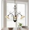 ILAB Lampadario a 3 luci in ferro battuto e vetro realizzato e decorato artigianalmente coll. marmo