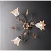 Generico Plafoniera da soffitto classica in ferro battuto marrone e oro 3 luci per salotto, soggiorno, corridoio, camera da letto, cameretta, LGT Anastasia