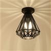 iDEGU Plafoniera Vintage Industriale Lampadario in Ferro a Gabbia Paralume Lampada da Soffitto E27 Retrò illuminazione Decorativa per Camera Ingresso Corridoio Bar Ristorante, 20 cm (Nero)