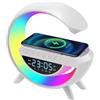 HOUSECURITY Atmosfera luce Notturna Caricabatteria per Telefono Wireless Altoparlante Bluetooth Sveglia Tutto in una Lampada da Tavolo a LED per Camera da Letto, Soggiorno, Ufficio (BT-3401)