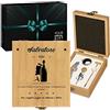 Maverton Set Cavatappi da Vino - Kit da Sommelier Degustazione Perfetta Personalizzato - Scatola in Legno di bambù + 4 Pezzi di Accessori Vino - Regalo Uomo - età