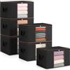 unycos - 6 Pezzi | Scatole per Vestiti 90L, Tessuto con Finestra Trasparente 60x43x35cm, Scatole/Borsa Pieghevoli, Organizzatore Sotto il Letto per Piumini, Asciugamani, Cuscini (Nero/Marrone)