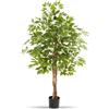 tectake® Albero di Ficus Artificiale, Foglie Realistiche, Vaso in Plastica, Decorazione per Soggiorno, Ufficio e Interni, Facile da Pulire, Arredamento - 160 cm