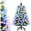 RELAX4LIFE Albero di Natale Artificiale 90cm con Luci Lente a Sette Colori (Modalità Fissa) e Stella in Cima, 220 Rami Folti e Realistici in PVC, Base Pieghevole in Ferro (Modello 4, 90 cm)
