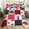 Homemissing Set di biancheria da letto con copripiumino e 2 federe per letto super king size, motivo: corna d'orso, con corna di orso, stile rustico, da campeggio, motivo: cervo, patchwork, per ragazzi e ragazze