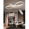 QYSMGS Plafoniera LED Dimmerabile Illuminazione a soffitto del soggiorno Luci moderne della camera da letto con telecomandi Illuminazione a soffitto Loop metallico Styling Lampada a soffitto (Argento, 60cm)