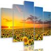 Feeby Frames Feeby Quadro su Tela Fiori Girasole 5 pezzi Tipo A 150x100 cm Murale Fotografia Decorazione da parete Immagini Moderni per Soggiorno Camera da Letto Ufficio Cucina Cielo Natura Paesaggio Arancione