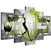 B&D XXL - Quadro Astratto 200x100 cm 5 Pezzi - Stampa su Tela Strutturata XXL Grande - Quadri Moderni Componibili Camera da Letto Matrimoniale - Stampe da Parete Arte - verde grigio 020101-223