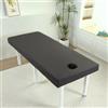 Odot Lenzuola da Lettino da Massaggio,Lenzuolo per Massaggi Colori Solidi con Foro per Il Viso da Salone Spa Copertura Protettiva Lavabile Coprilettino Estetica con Elastici (Nero puro,60x185cm)