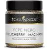 Italia Spezie, Pepe nero macinato Tellicherry, Vasetto 130 g, qualità premium, pepe nero macinato, tappo spargitore, salvafreschezza