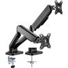 Techly 362138 Supporto da Scrivania Doppio Monitor 17-32 con Molla a Gas Nero Nero