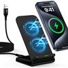 HitTid Caricatore Wireless 15W, Qi Caricabatterie Wireless Charger Base Ricarica Stazione Phone Charger Stand per Samsung Galaxy S25 ultra/S24 ultra/S23/S22/S21/S20, iPhone 16 15 14 13, Google Pixel 9/8/7/6