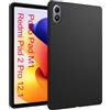 GIOPUEY Cover per Xiaomi Poco Pad M1 12.1 2025, Guscio posteriore in TPU morbido, Ultra-sottile, Anti-vibrazione e anti-scivolo - Nero