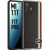 CUSTOMIZZA - Custodia cover nera morbida in tpu compatibile per Xiaomi Mi 11T - Mi 11T PRO effetto fibra di carbonio bandiera Italia made in Italy